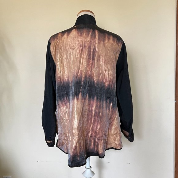 Harubella Black Bronze Kimono Single Button Lightweight Crinkled, Jacket OSFM - Picture 2 of 12